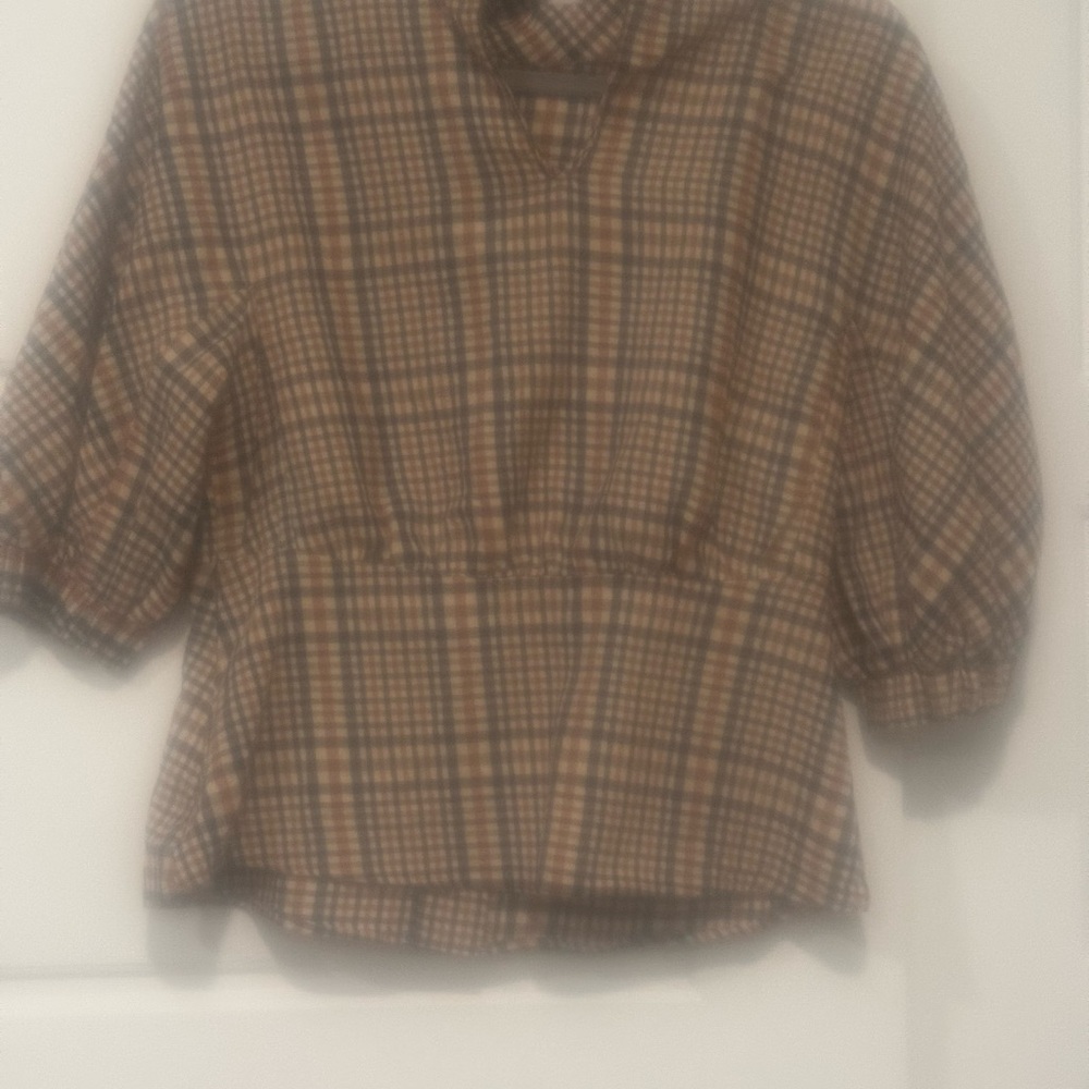 Plaid Brown and Tan Blouse